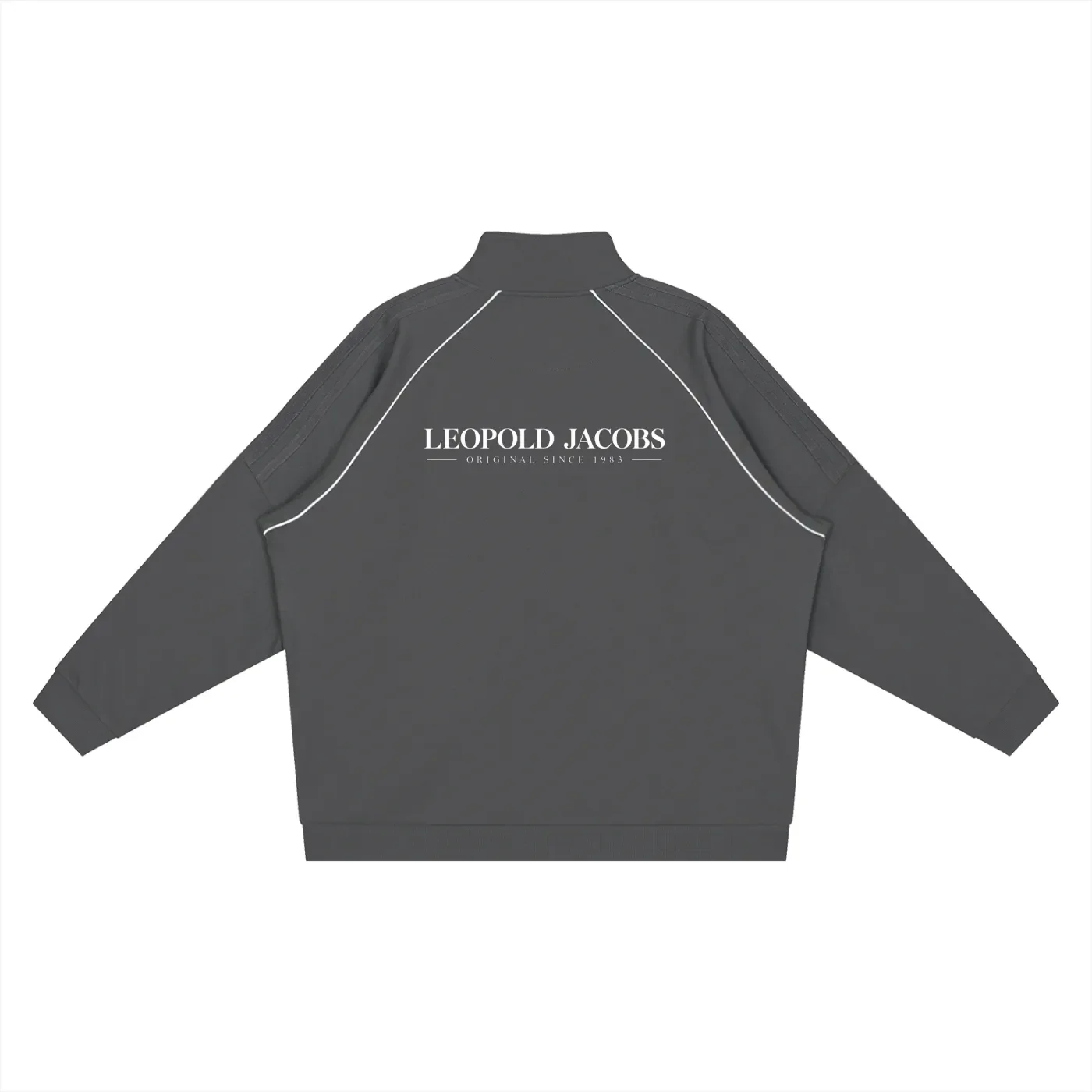 Reflection Striped Raglan Sleeve Jacket dark grey back.webp