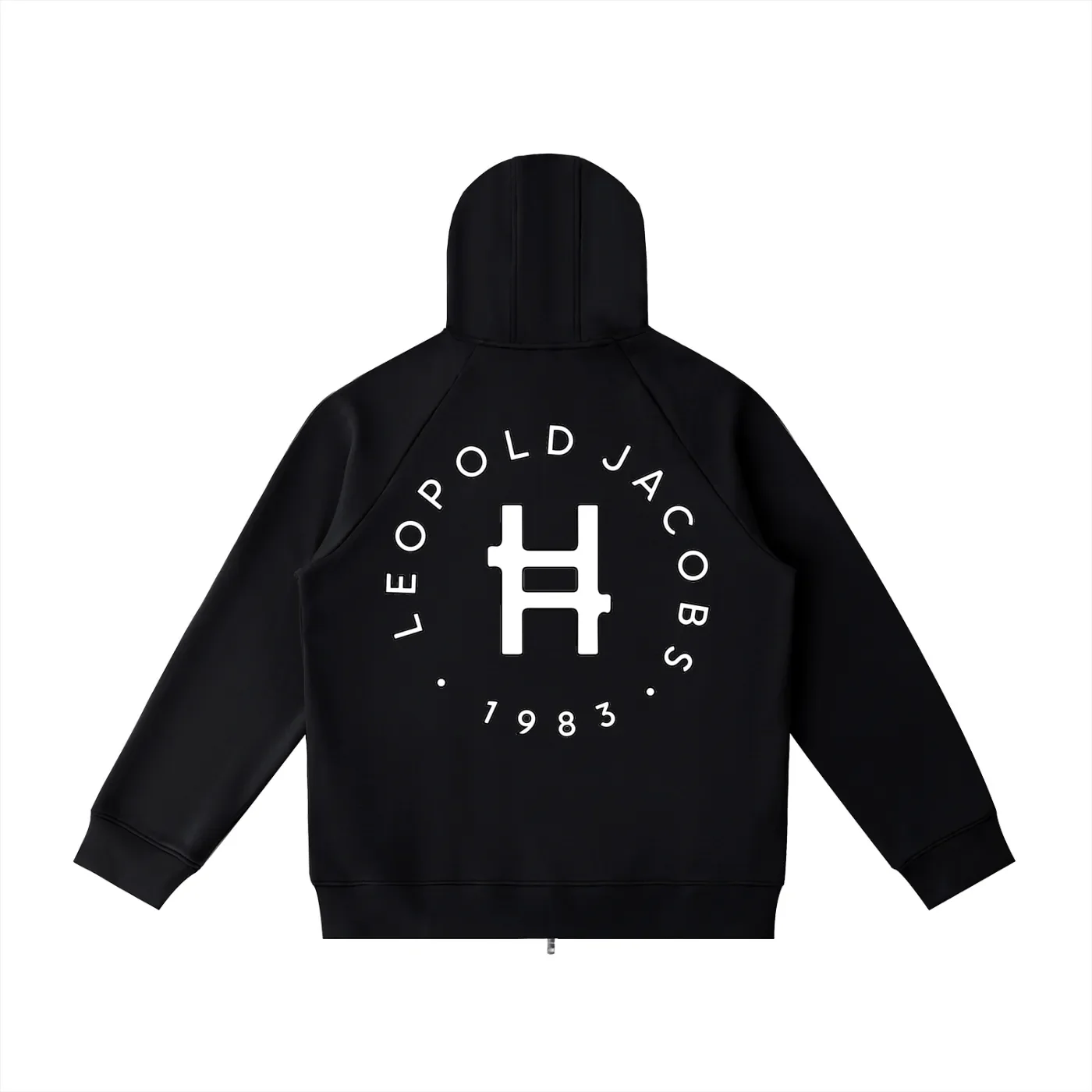 Heavyweight Raglan Sleeve Zip Hoodie BLK - Back.webp