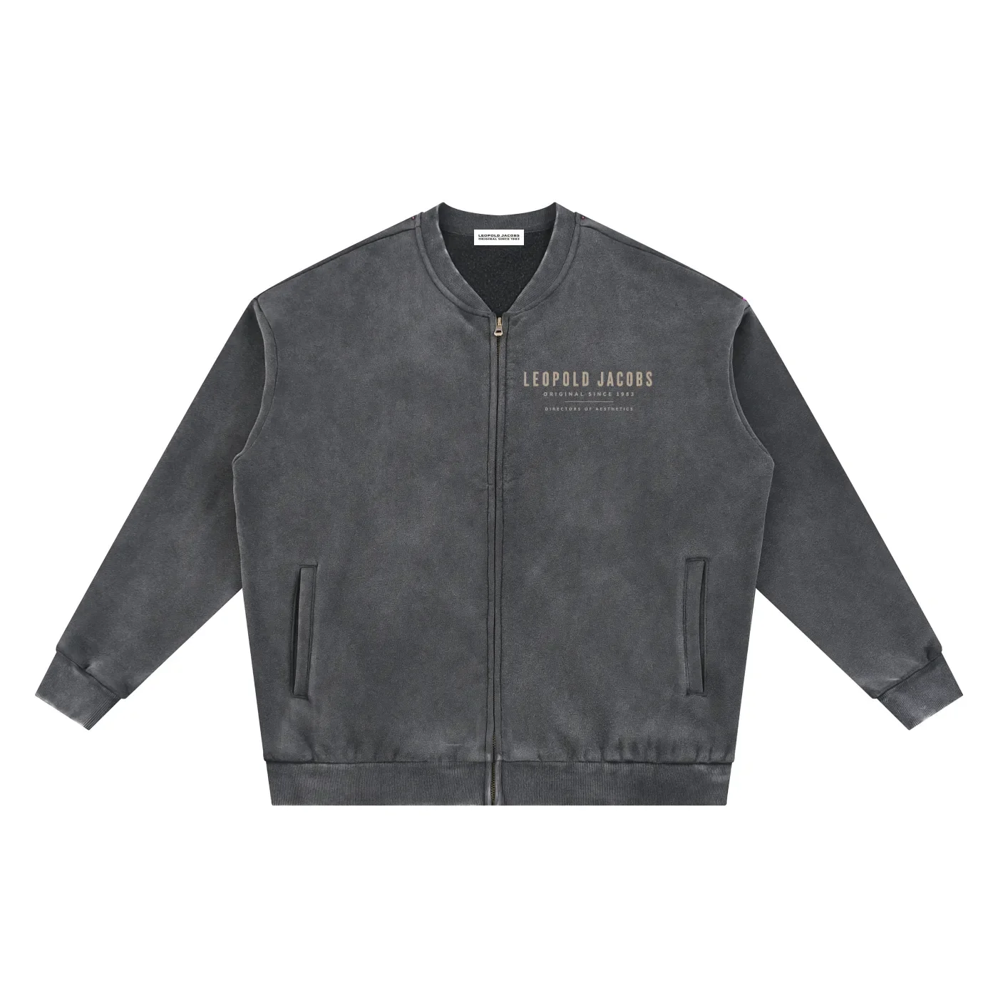 Leopold Jacobs Vintage Washed Fleece Baseball Jacket