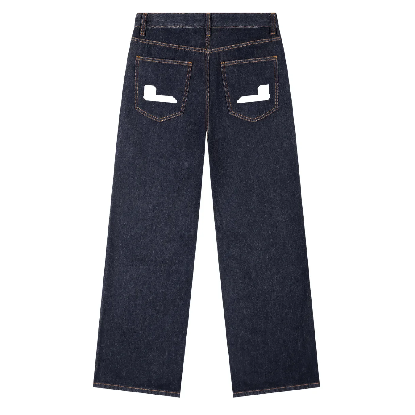 Heavyweight Straight Leg Denim Jeans navy blue back.webp