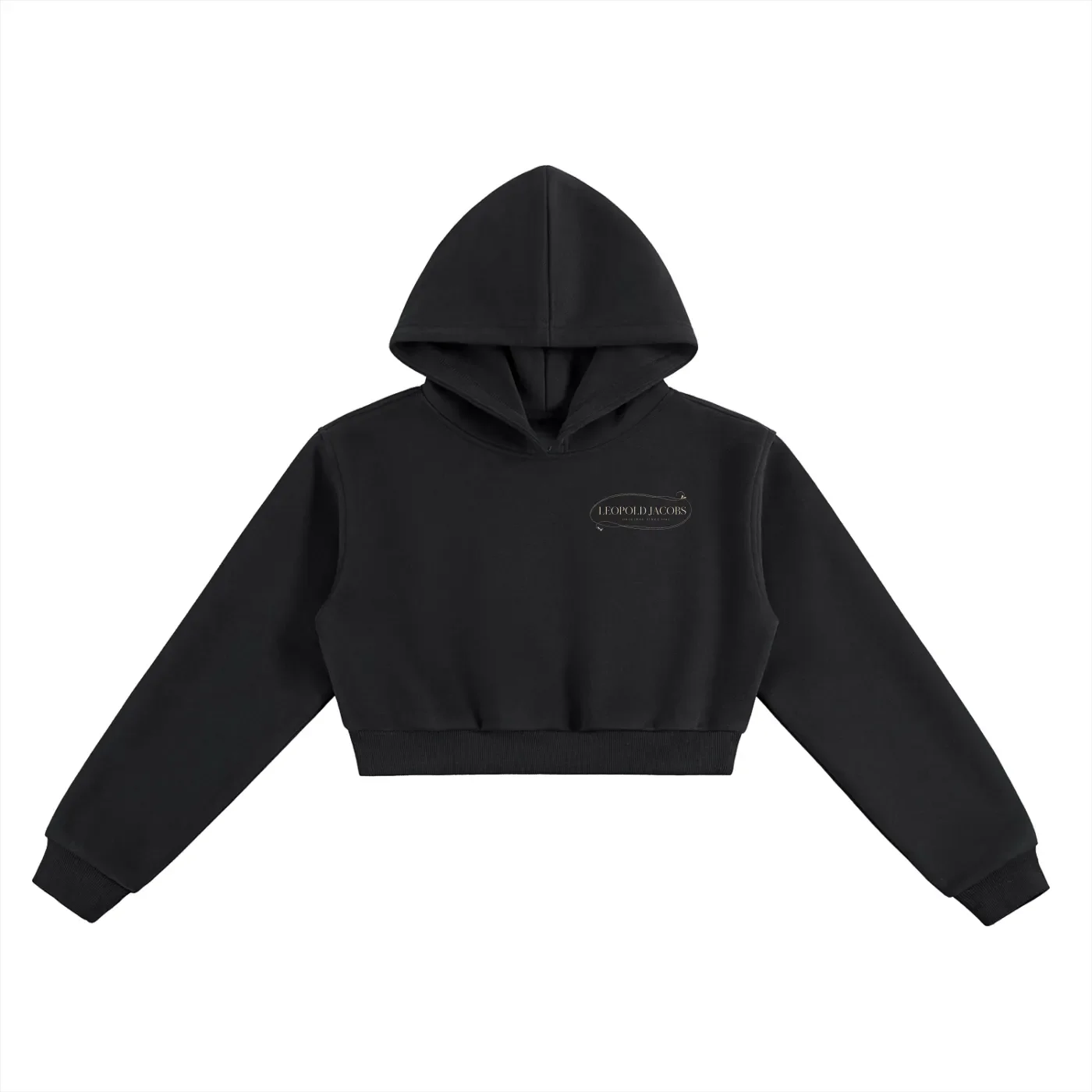 Essential Cropped Hoodie BLK Front.webp