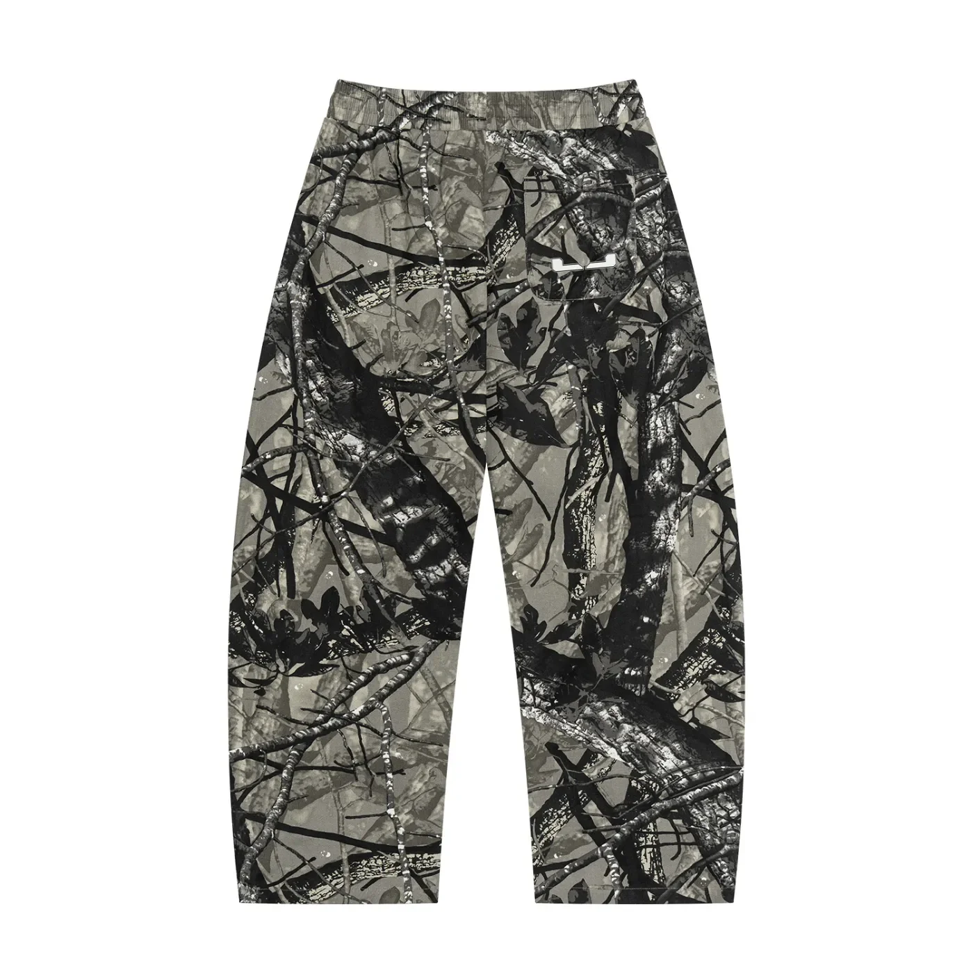 Unisex Tree Camo Barrel Leg Pants Gray back.webp
