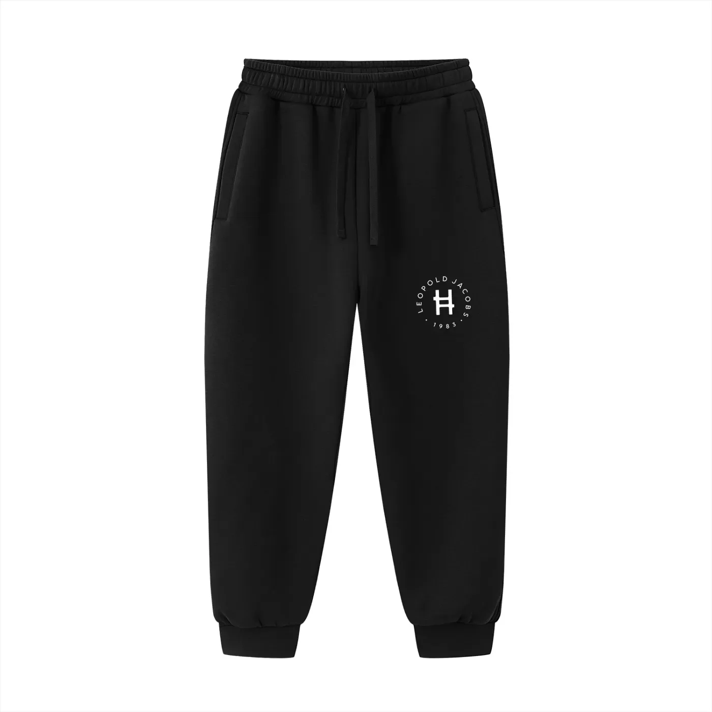 Essential Drawstring Jogged Sweatpants BLK - Front.webp