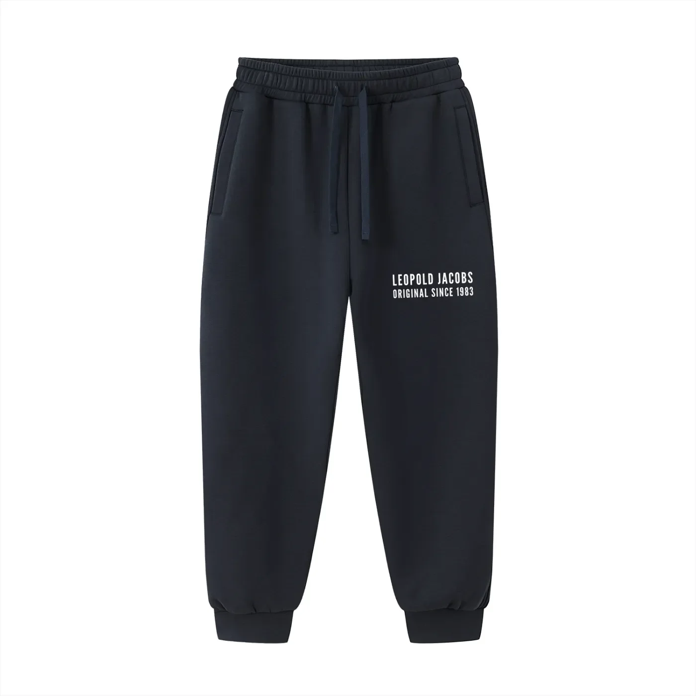 Essential Drawstring Jogged Sweatpants - Navy - Front.webp