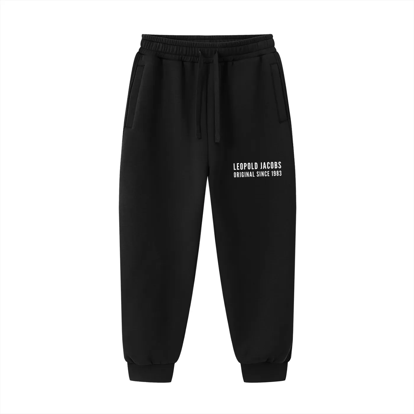 Essential Drawstring Jogged Sweatpants - Black - Front.webp