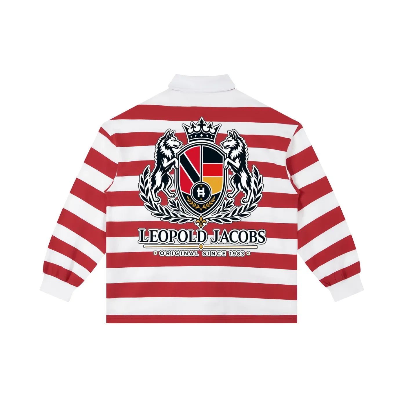 Color Block Stripe Polo Shirt - Red - Back