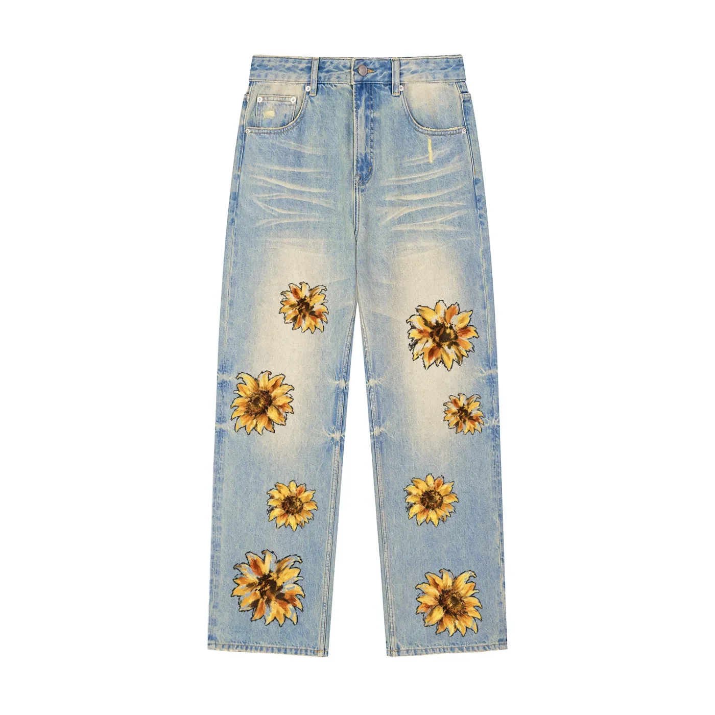 Leopold Jacobs Sun Fade Raw Hem Denim Jeans