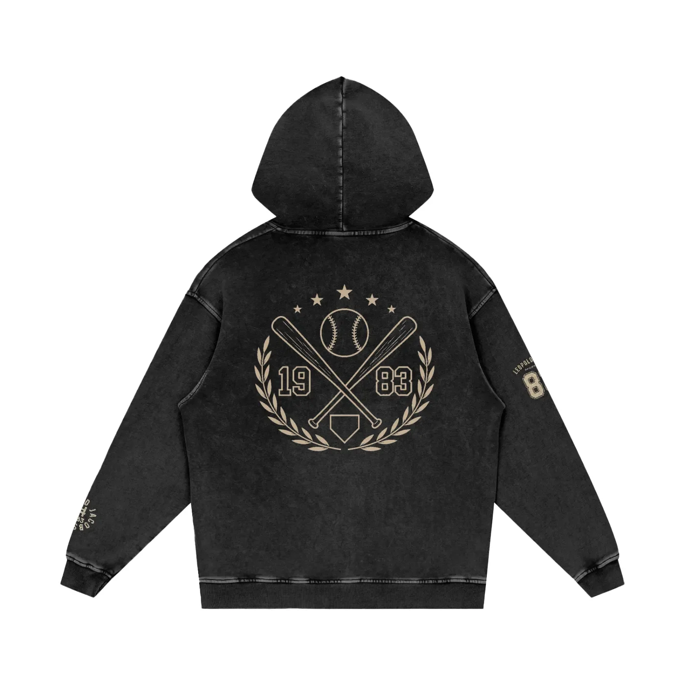 Snow Washed Loose Cotton Baseball Hoodie - Back.webp