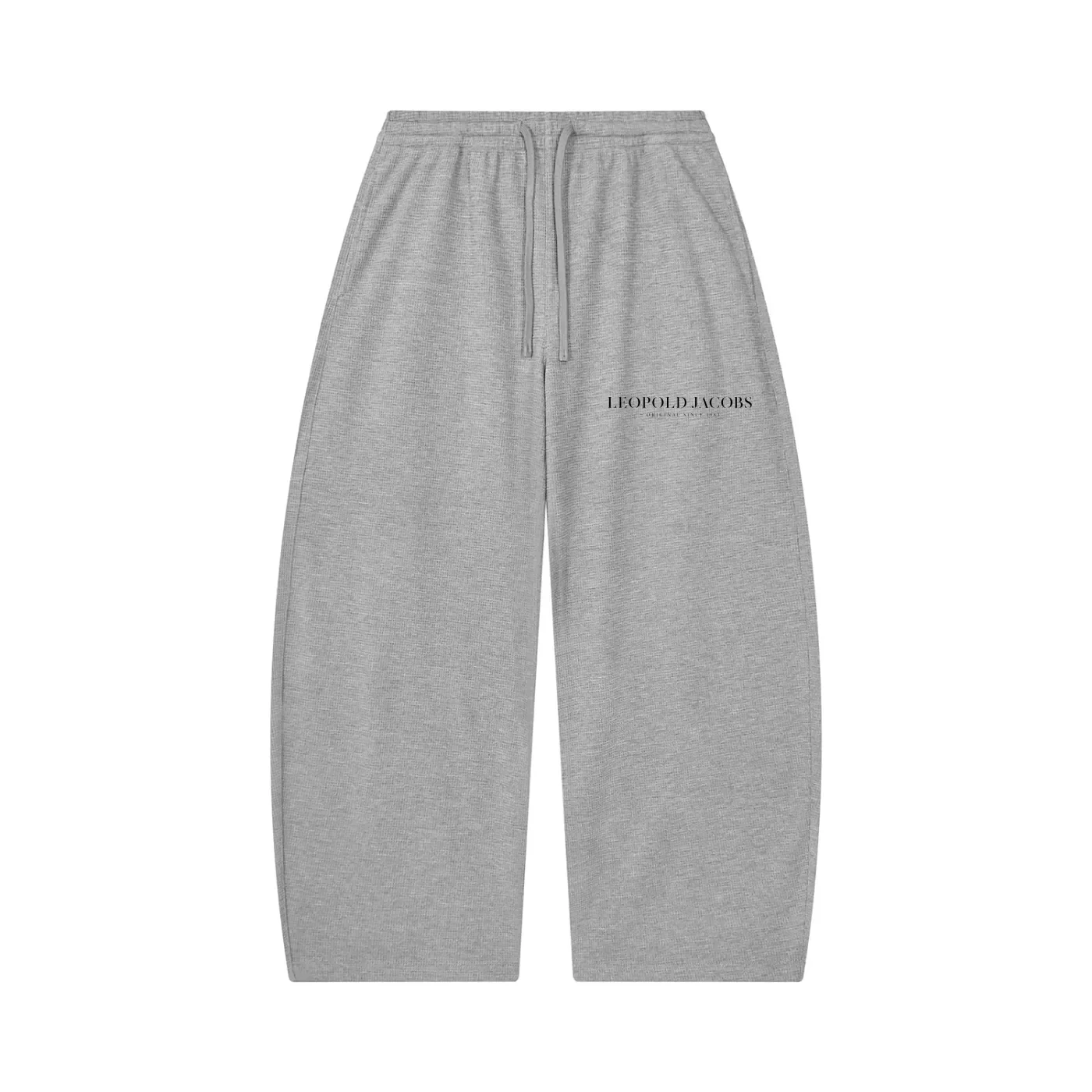 Unisex Waffle Barrel Leg Pants GRY Front.webp