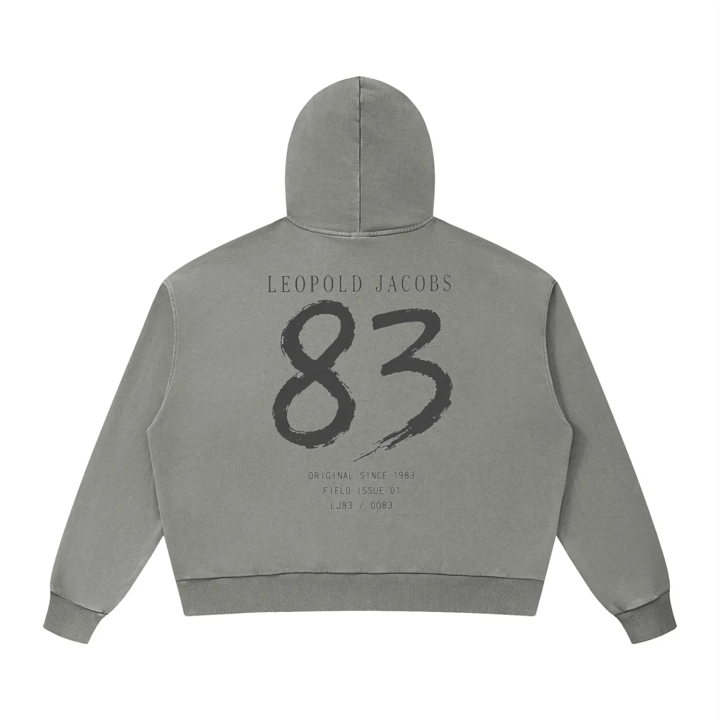 Unisex Mineral Wash Boxy Hoodie Gray Back.webp