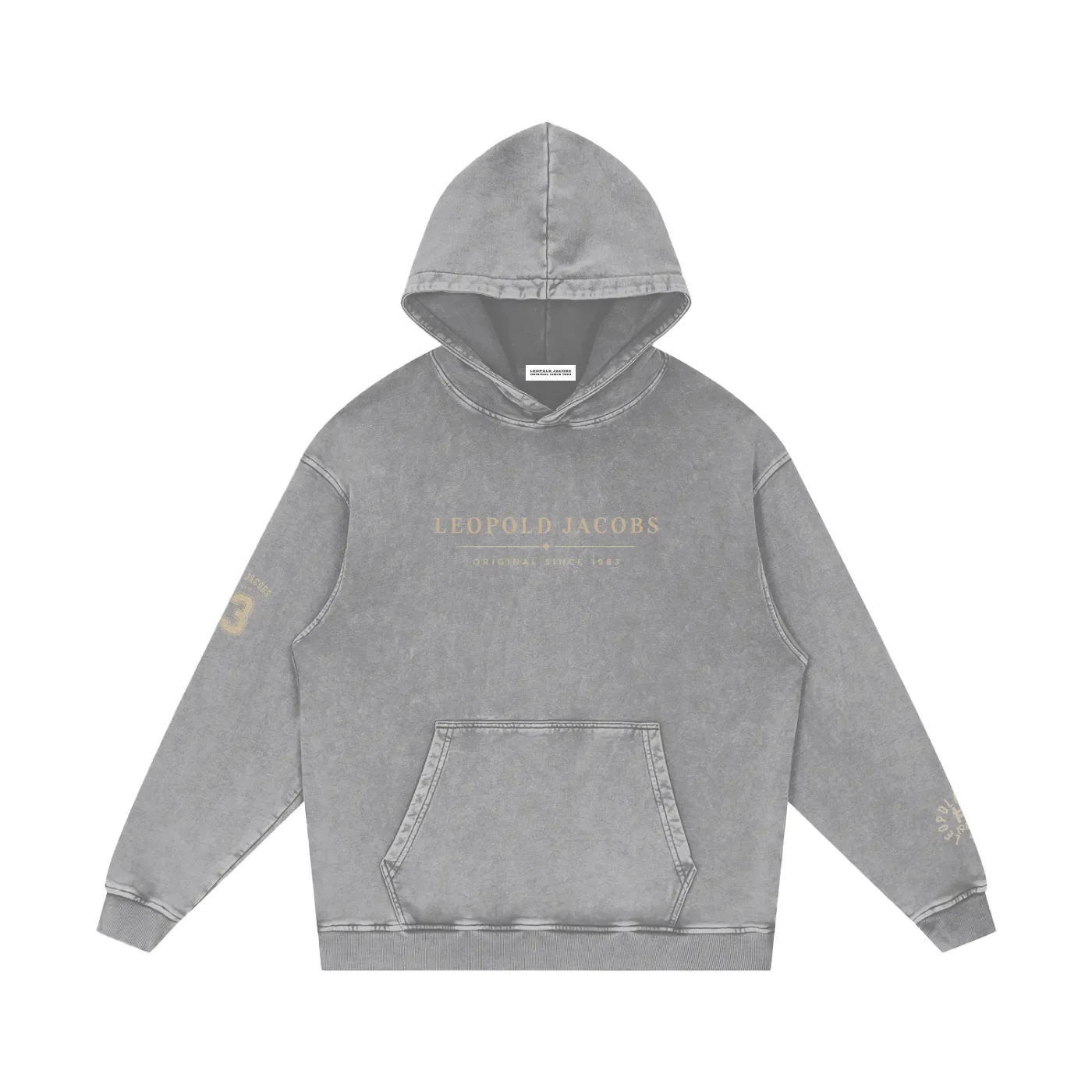Snow Washed Loose Cotton Baseball Hoodie GRY - Front.webp