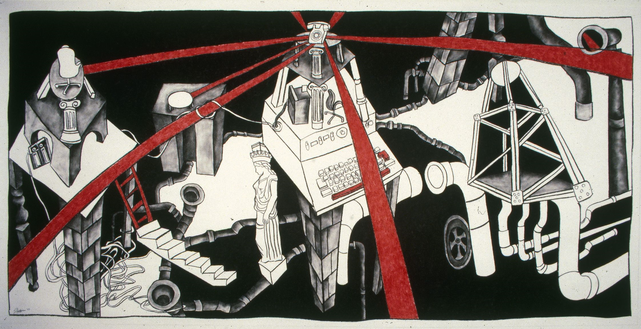 "Megaliths," Susan Hoffman Fishman, Charcoal and Pastel on Paper, 4' x 8,' 1984. Collection of the Aetna Life & Casualty Insurance Co., Hartford, CT.