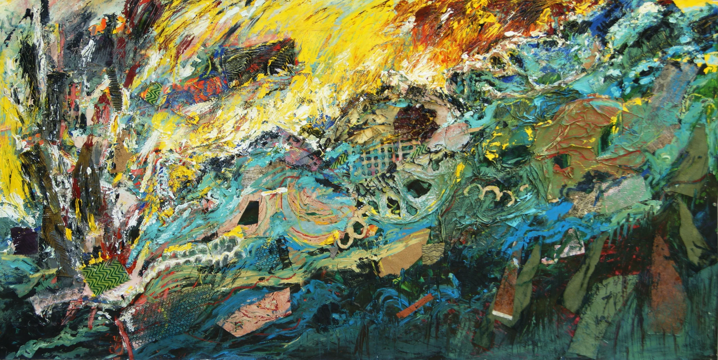 The Plunge, Acrylic and Mixed Media on Paper, 4’ x 8,’ 2011 - 2012