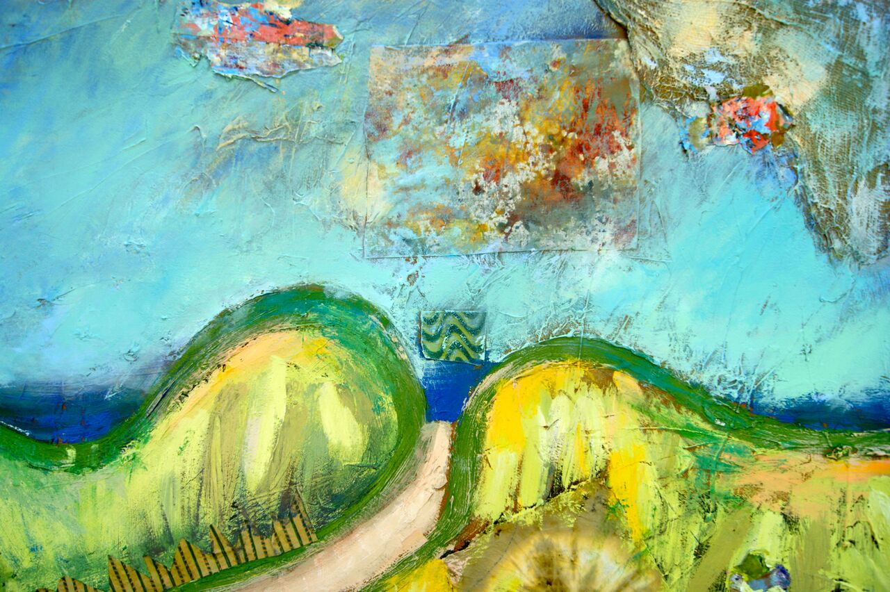 The Path , Acrylic and Mixed Media on Paper, 4’ x 8,’ 2011 - 2012. Detail.