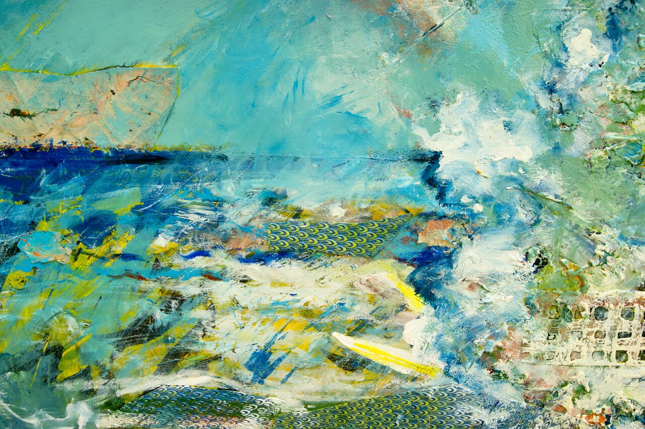Gray Rock , Acrylic and Mixed Media on Paper, 4’ x 8,’ 2011 - 2012. Detail.