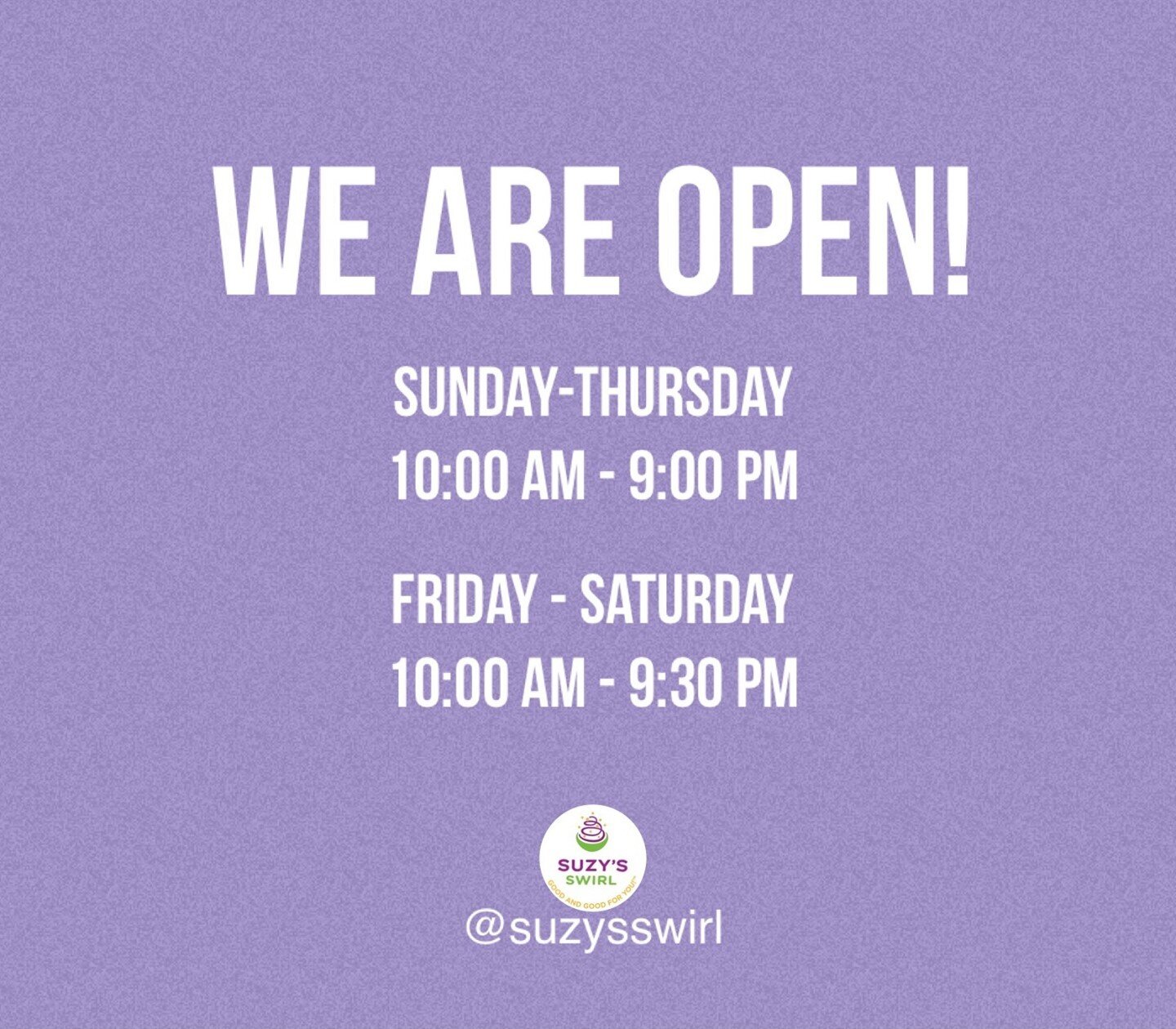Happy Saturday ☀️
Sweeten your weekend with Suzy's Swirl!