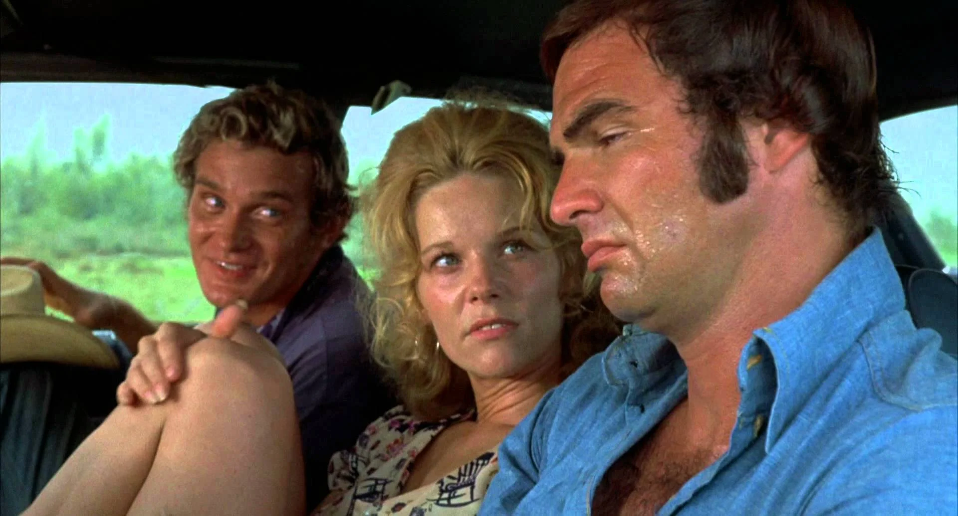 Bo Hopkins, Jennifer Billingsley, and our man Burt. They work! They carpool! They sweat!