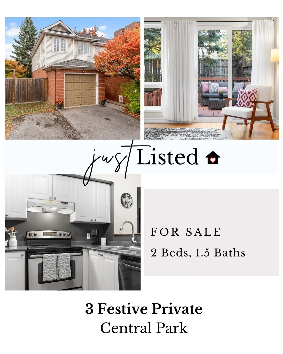 🌟 JUST LISTED 🌟 3 Festive Private in #CentralPark
This bright & stylish 2-bedroom, 1.5-bath, 2 Storey, end-unit townhome is incredibly located in the heart of Central Park. With a versatile layout, thoughtful renovations, dreamy backyard retrea