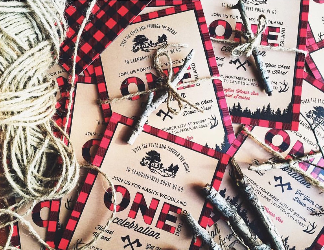 Lumberjack plaid invitations.JPG