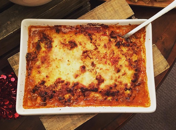 Vegetable Gratin Dip served with housemade Focaccia and Crisps