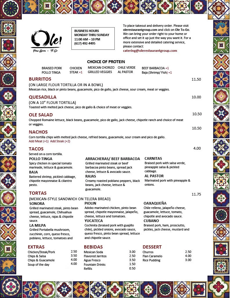 Only Go Menu Ole to Go! — Olé