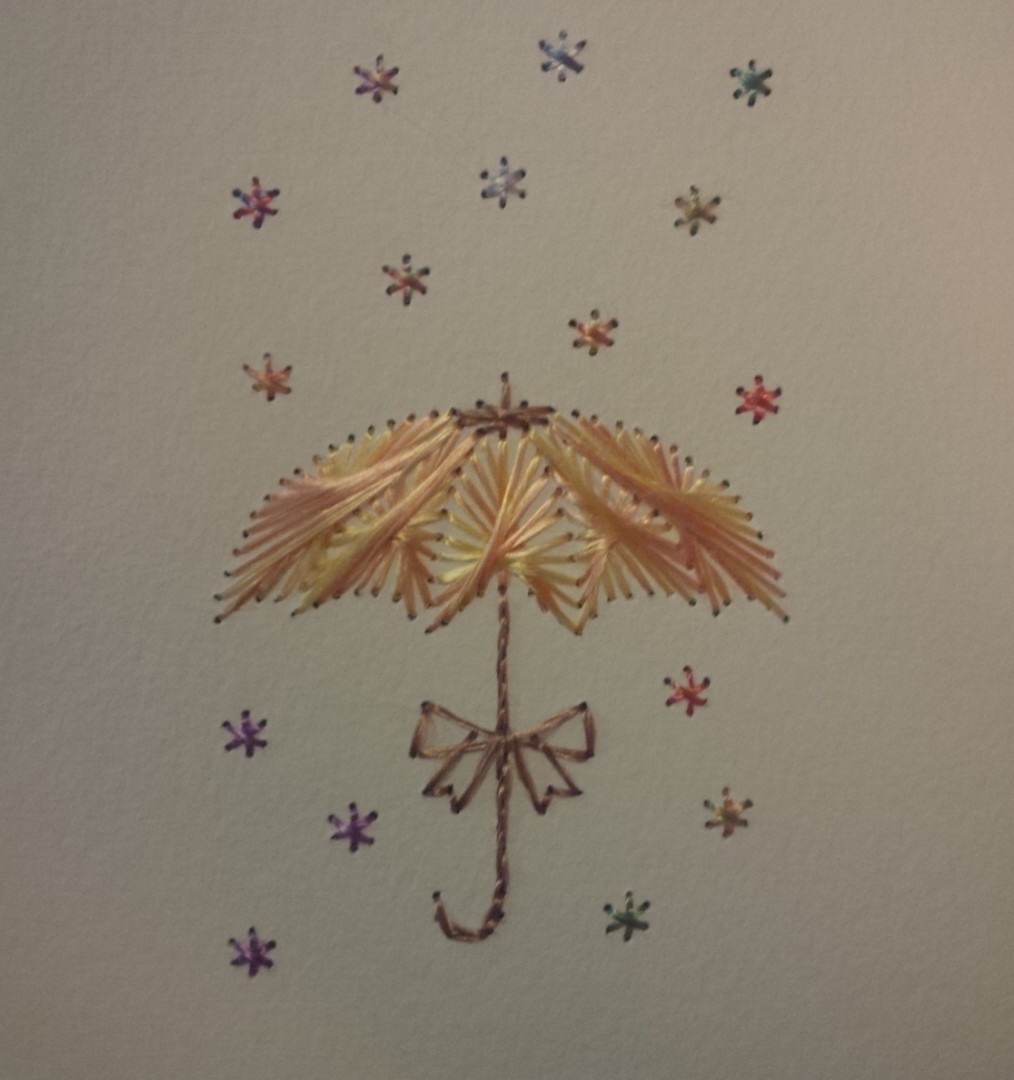 Colours used: Umbrella: Cocktail Sunrise Shower: Glorious Rainbow Stitched by Jacko's Crafty Corner