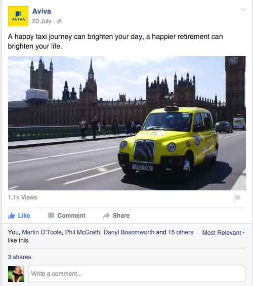 Social post copy for Aviva.
