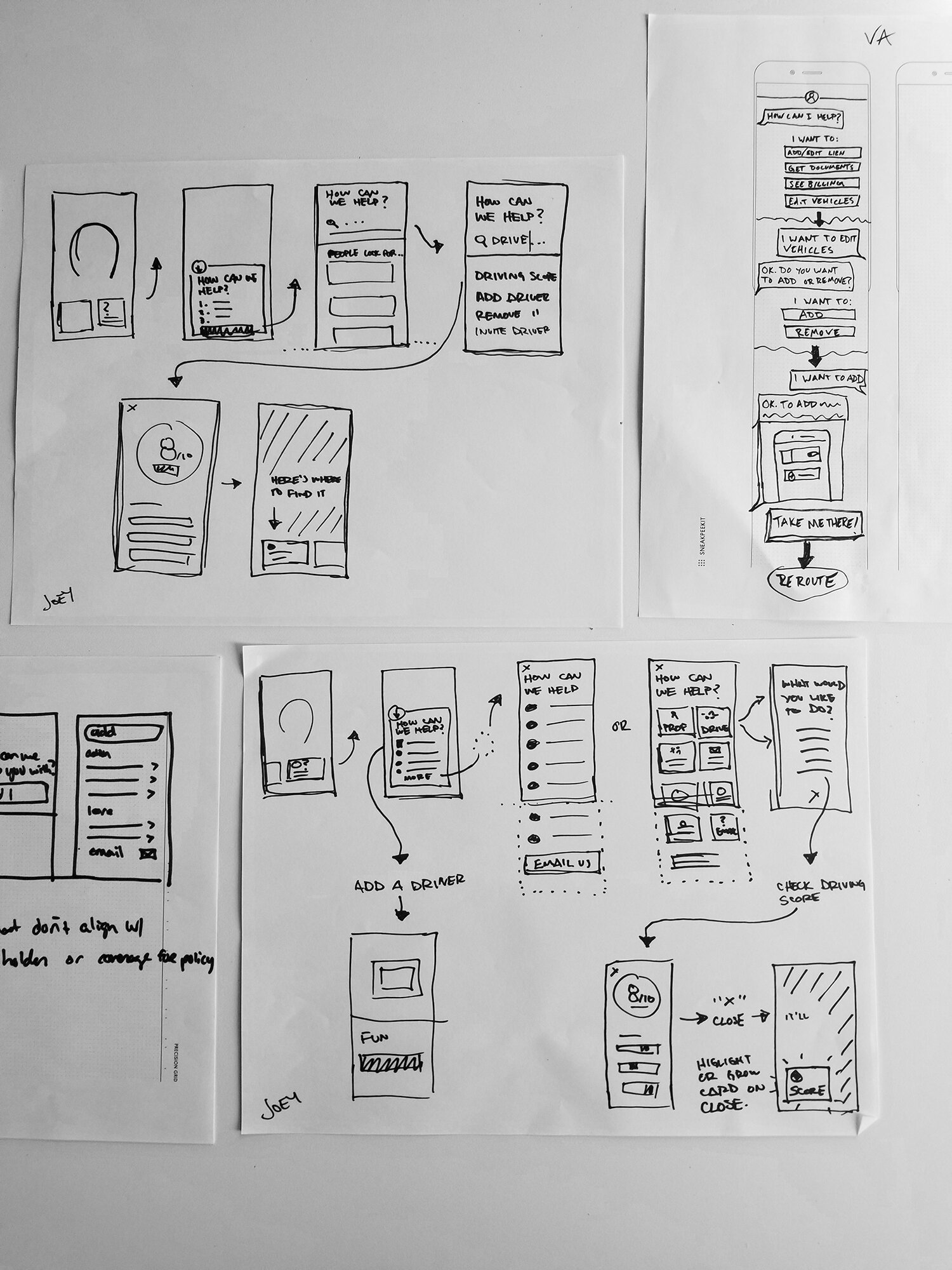 Wireframes from team brainstorm