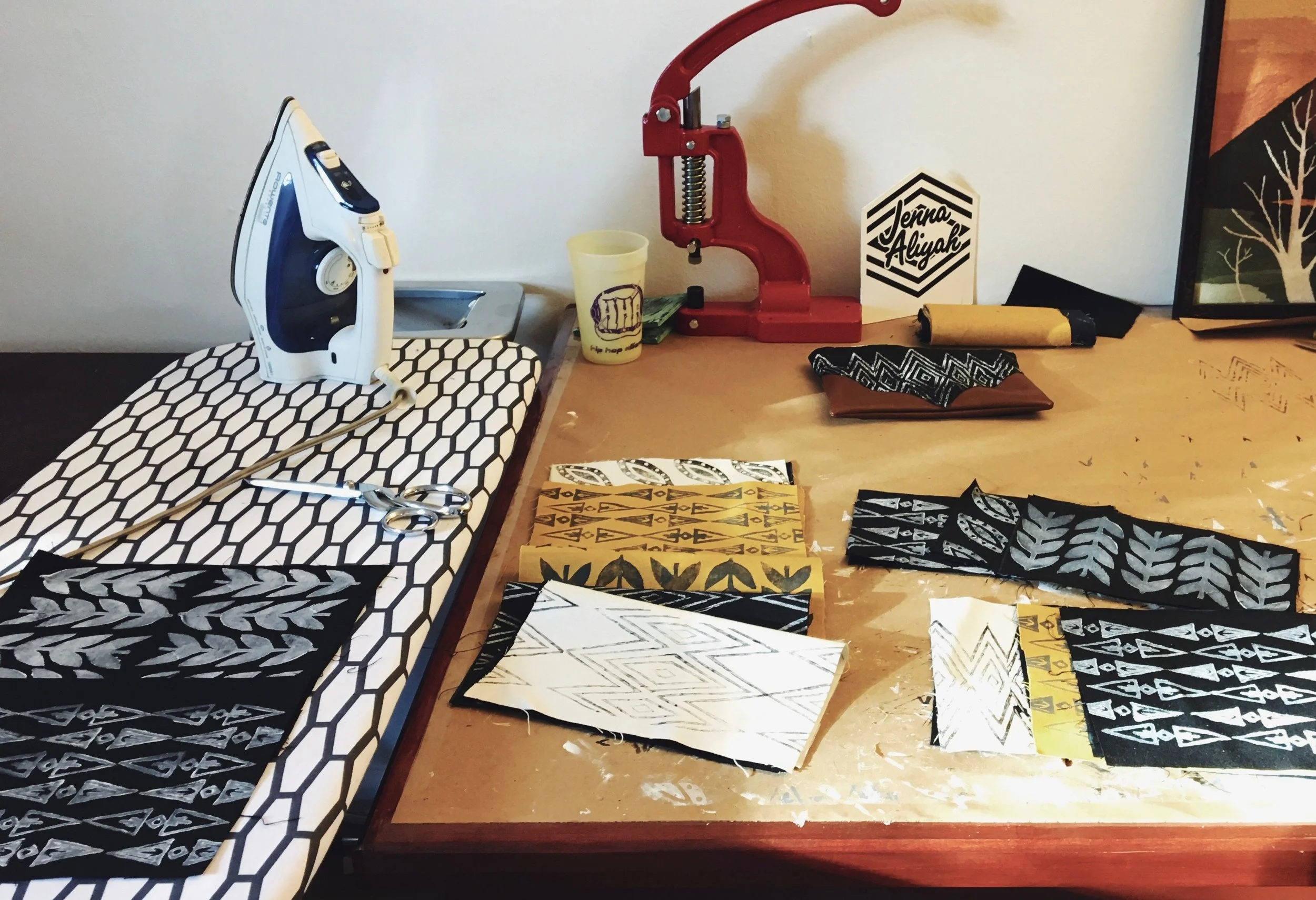 Jenna's awesome print-cut-sew production space.