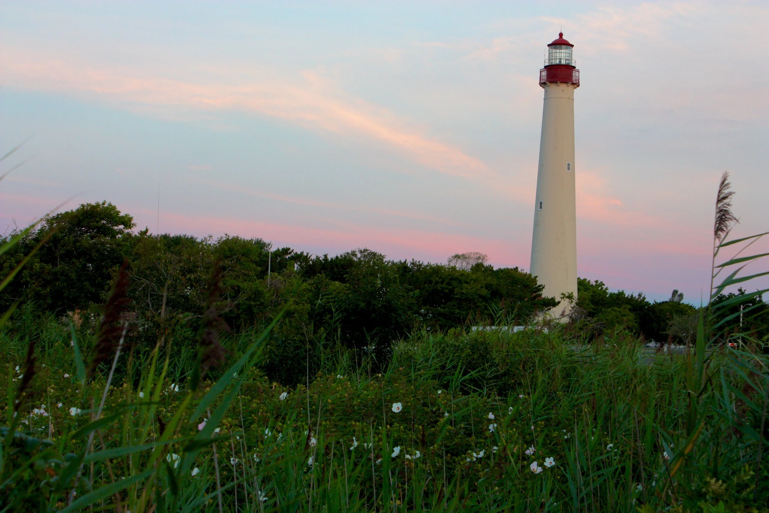 Cape May Beach Sunrise Lighthouse Matted Photo Print by JLbNJ Photography