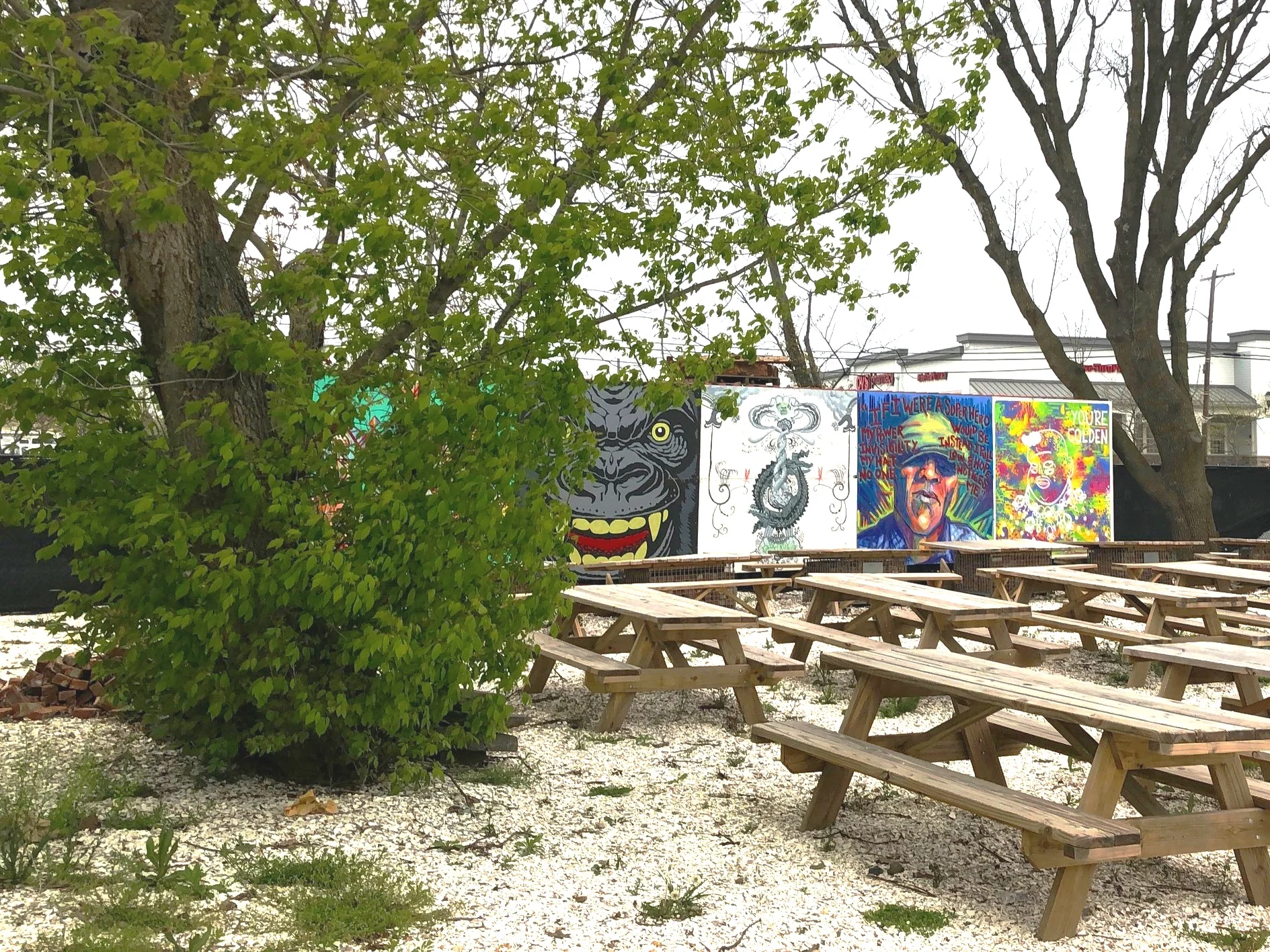 The YARD is an 8,000-square-foot outdoor beer garden featuring a bar and wood-burning pizza oven. Guests can access the Chapel and Restaurant.