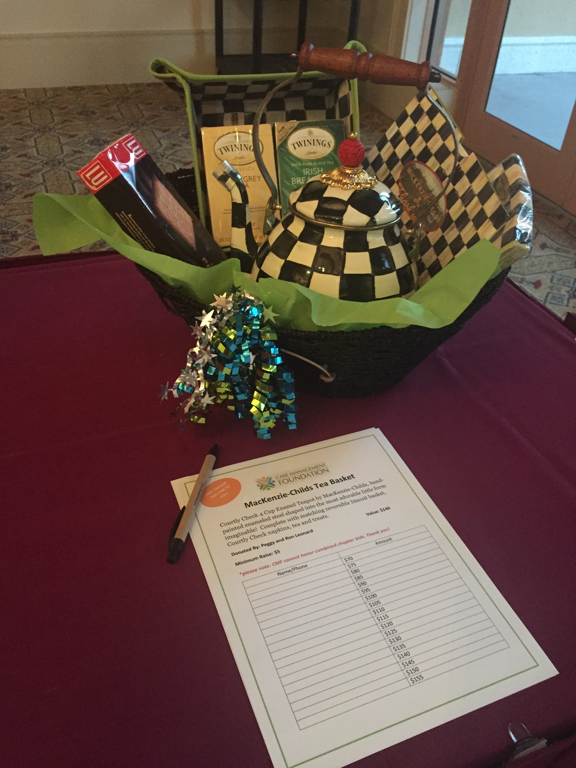 One of the donated baskets at our second annual fundraising auction