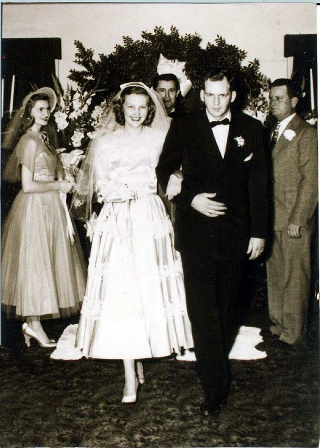 J.B. and Johnelle Hunt on their wedding day, January 19, 1952.