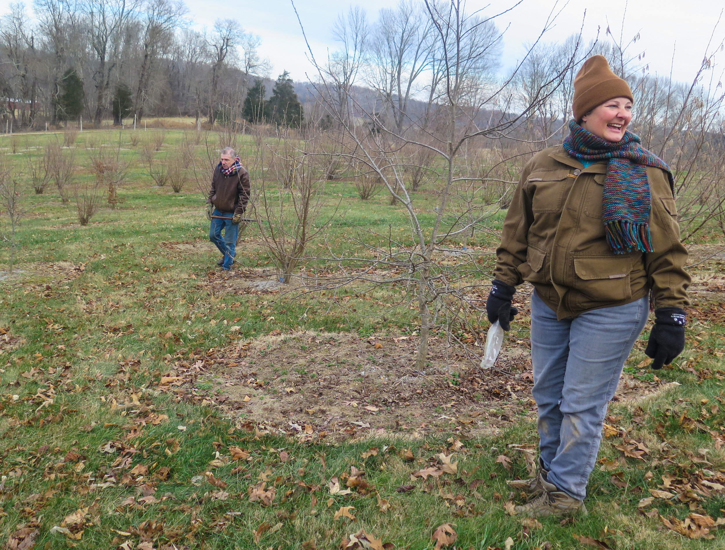 Margaret Townsend and Tom Michaels walked the grounds during the truffle hunt. 