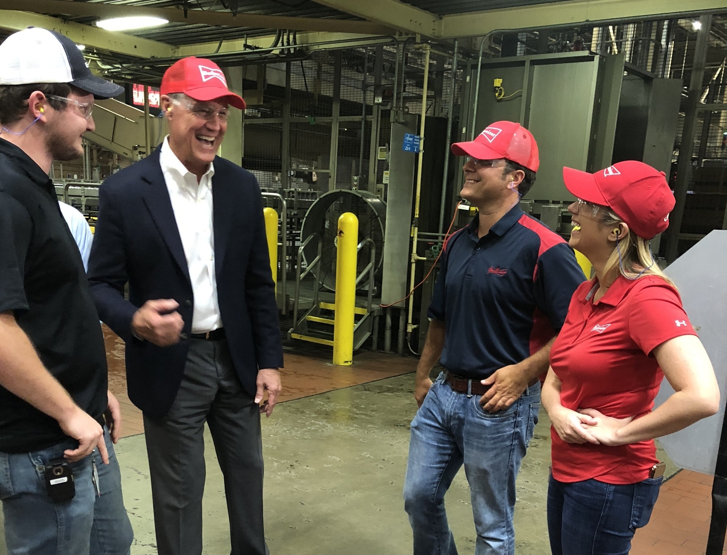 Sen. David Perdue visits a Budweiser factory in Cartersville