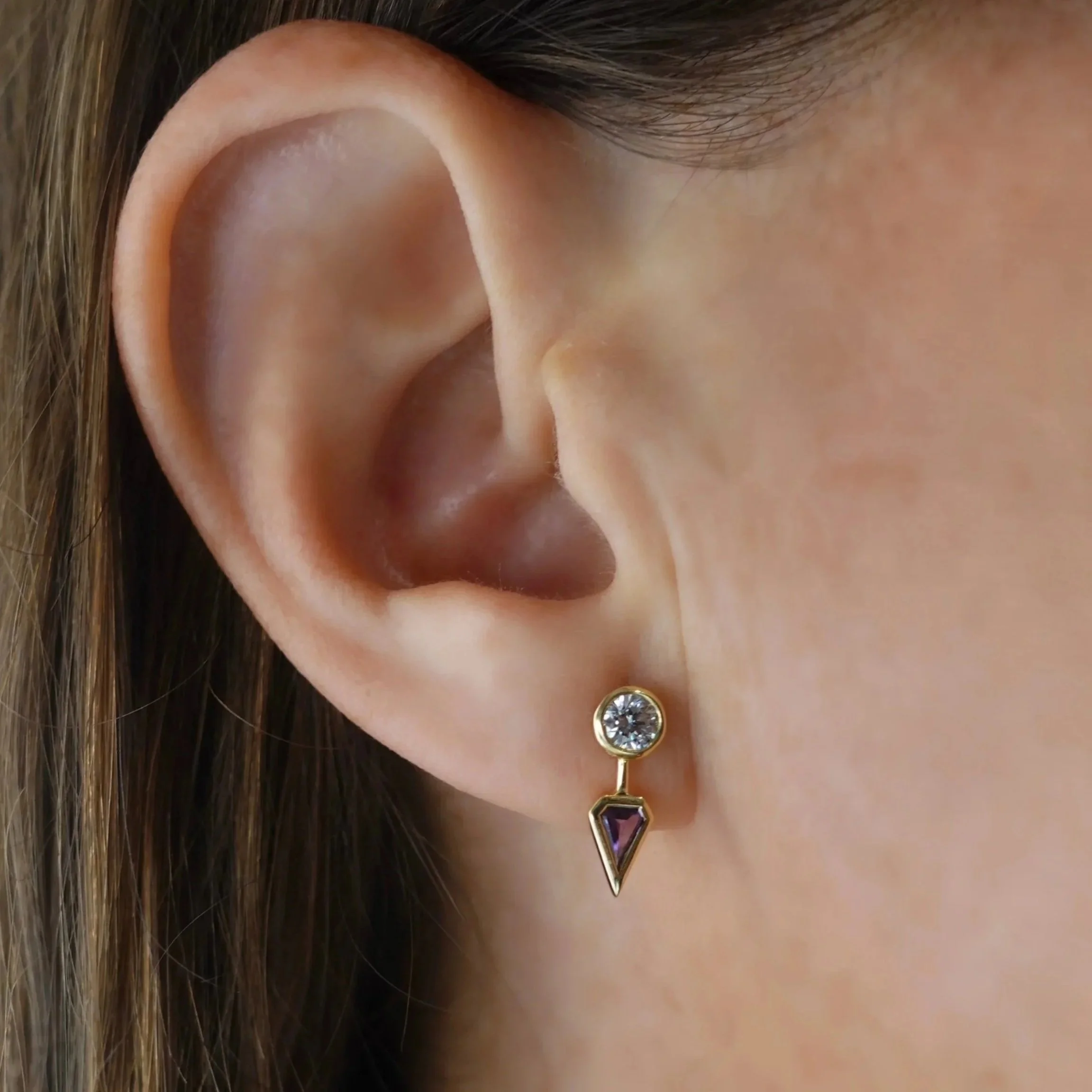 Purple drop earrings