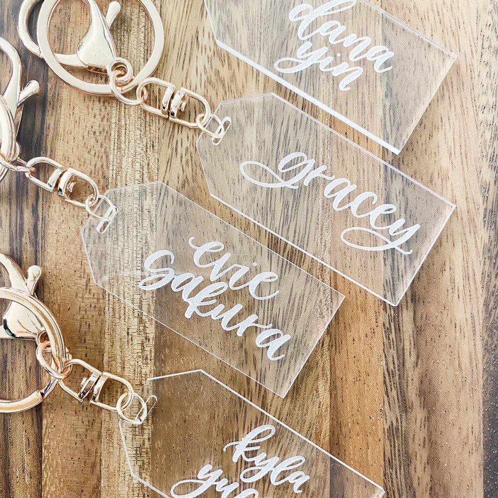 personalized laser etched acrylic keychain — the kimi collective