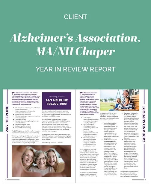 @alzassociation 2025 year in review. Modern, crisp, and clear.
