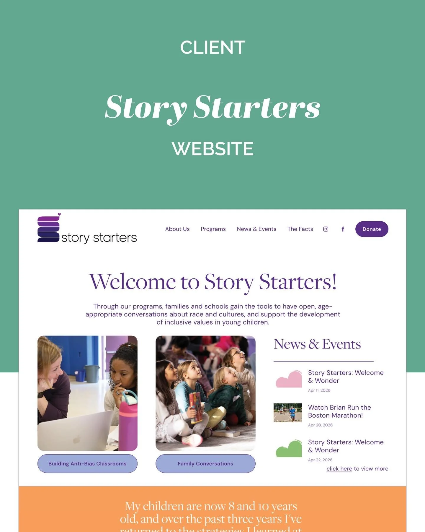 What an absolute joy working on this website for @story.starters &hellip; clean, crisp, informative, fun!