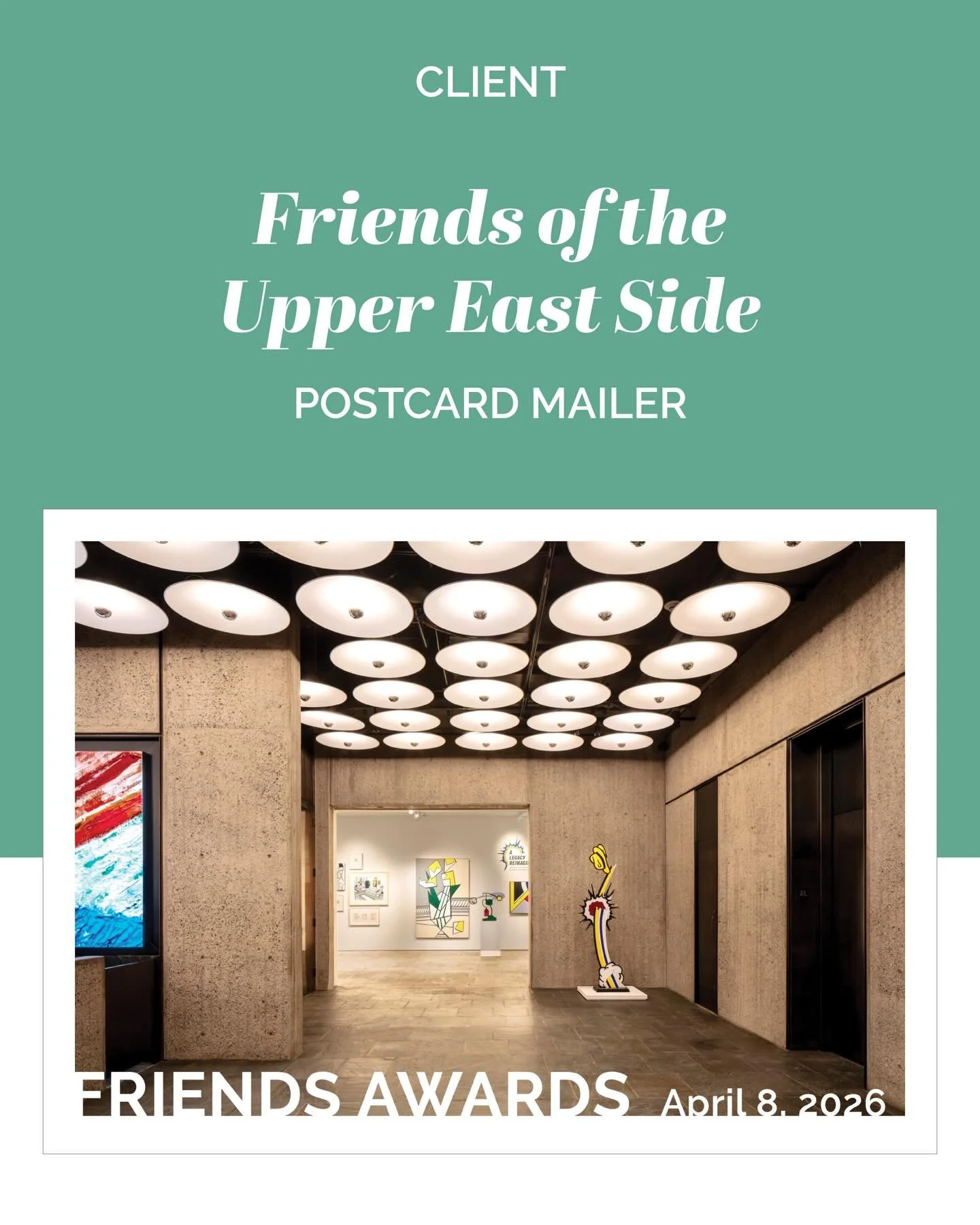 Yearly postcard for a longtime client @friendsoftheues. Crisp, clean, clear.