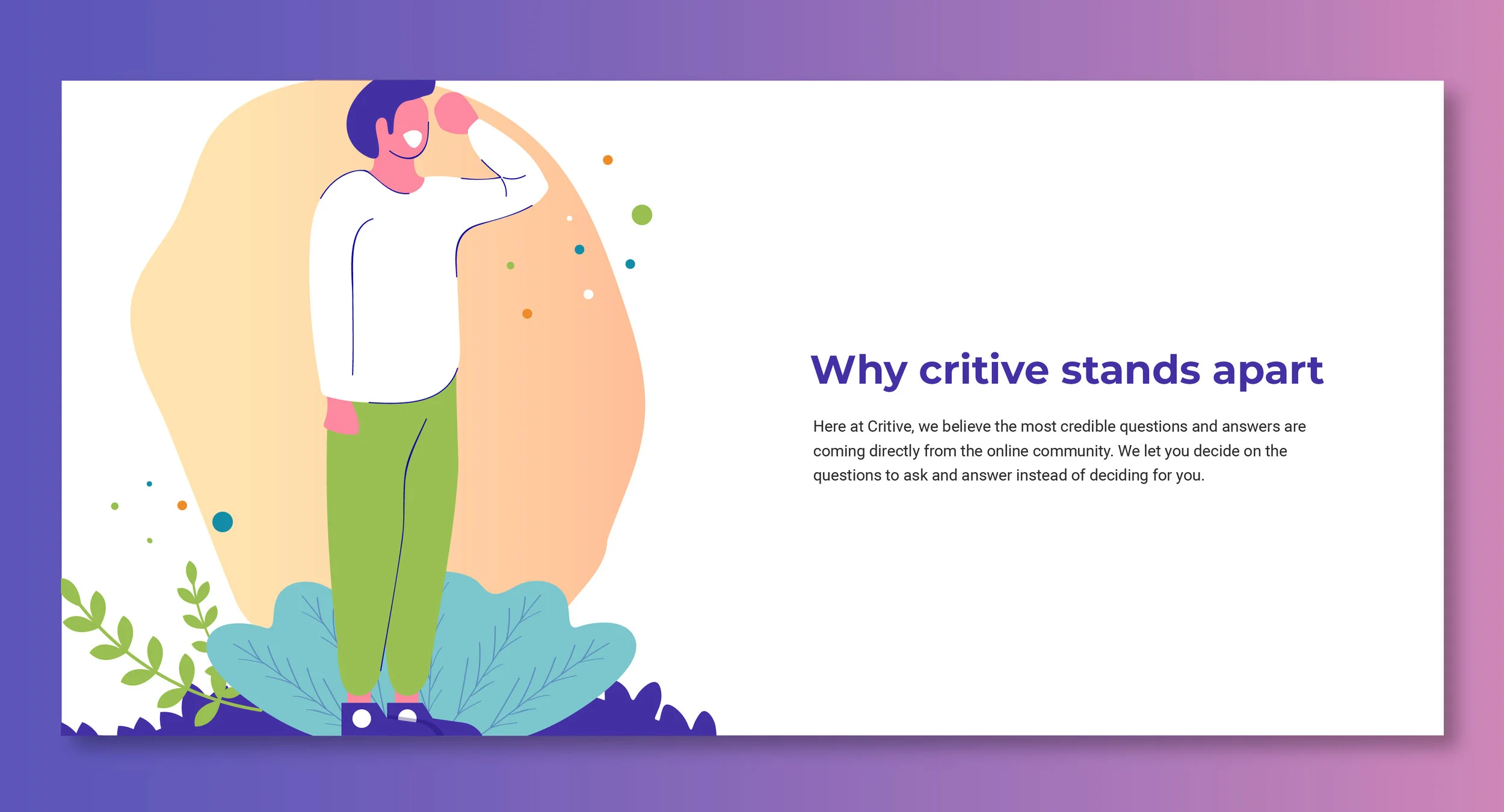 Visit the the launched heroku site for Critive.