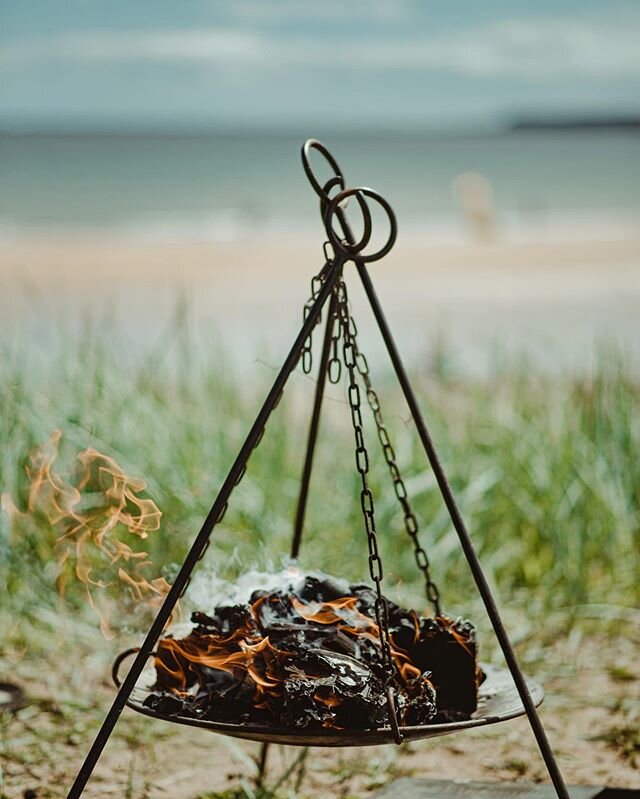 BBQ on the beach ? 
Another shot from @tom_kitchin Fish &amp; Shellfish book from 2018.
A fire pit loaded with coals ready for some Mackerel.  Seems like a great plan until we can get to our favourite restaurants again.
.
.
.
.
.
#fire #firepit #bbq 