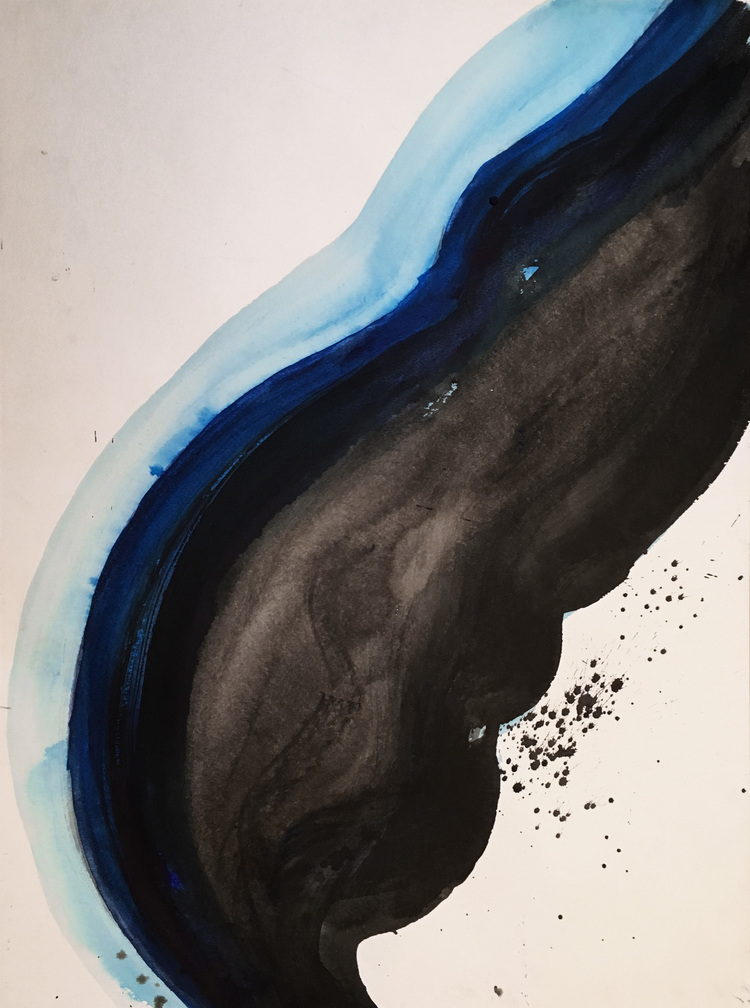 Frozen Blue 3. 18"x24". Water Color and Charcoal Ink. 2016