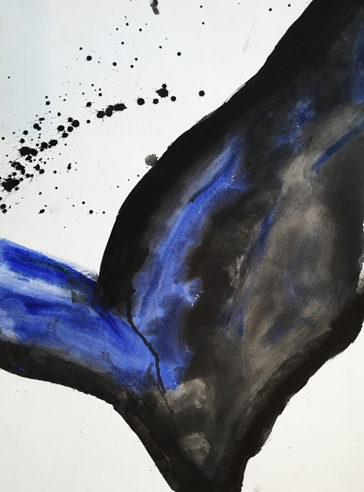 Frozen Blue 4. 18"24". Water Color and Charcoal Ink. 2016
