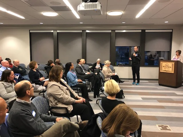 Noel Vigue, Milton Public School District’s Director of Health and Physical Education, answers audience questions.