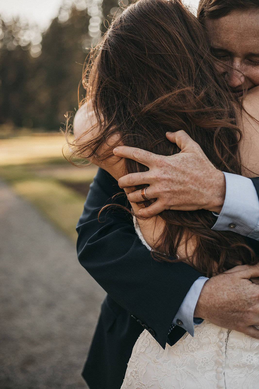 Emotional groom at Spokane wedding in Manito Park