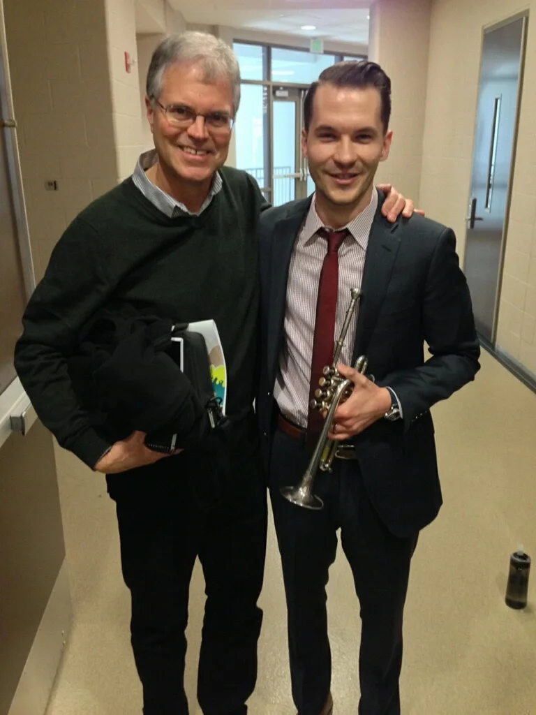Ross with former teacher and mentor Wiff Rudd after the semi-final round of the 2014 National Trumpet Competition in Mechanicsburg, Pennsylvania. 