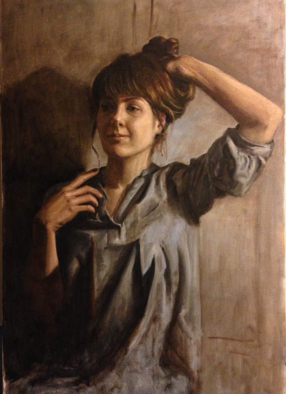 Self Portrait in a blue dress
