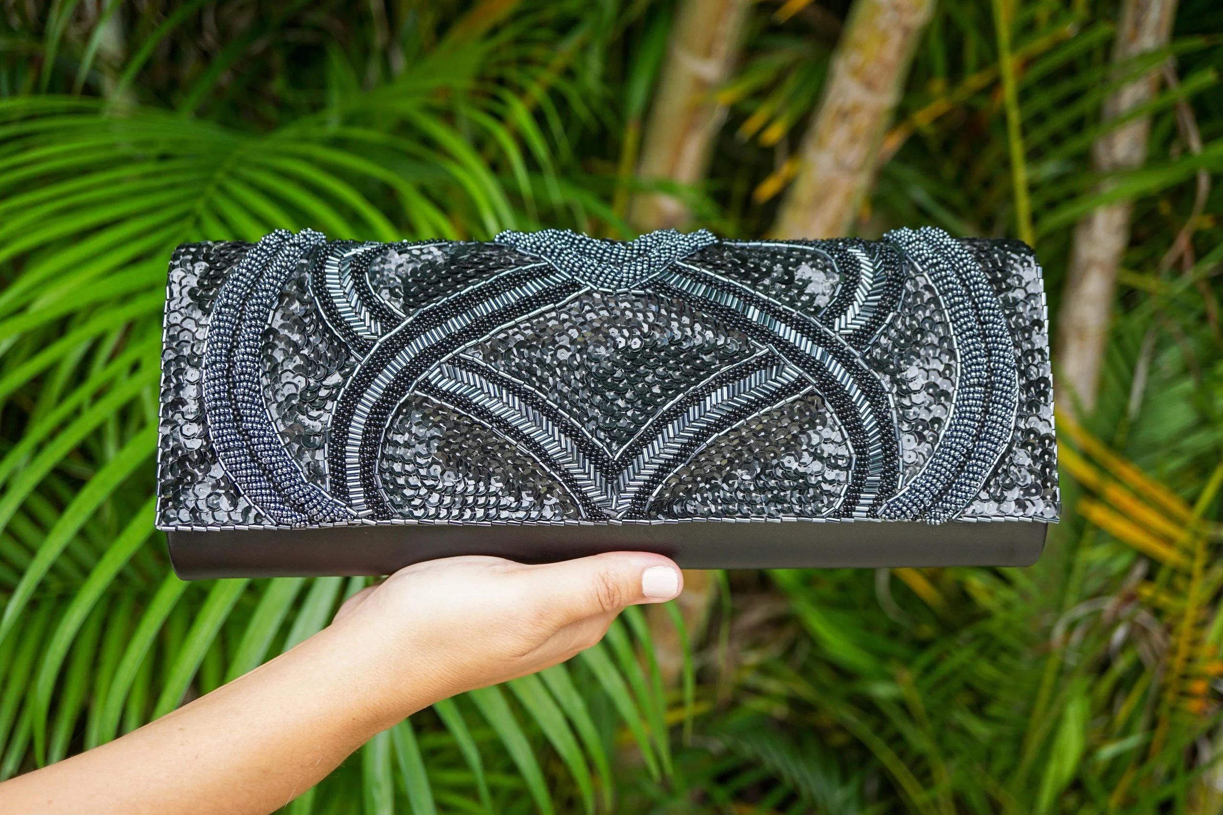BLACK LEATHER: BEADED CLUTCH KUNDALINI.jpg