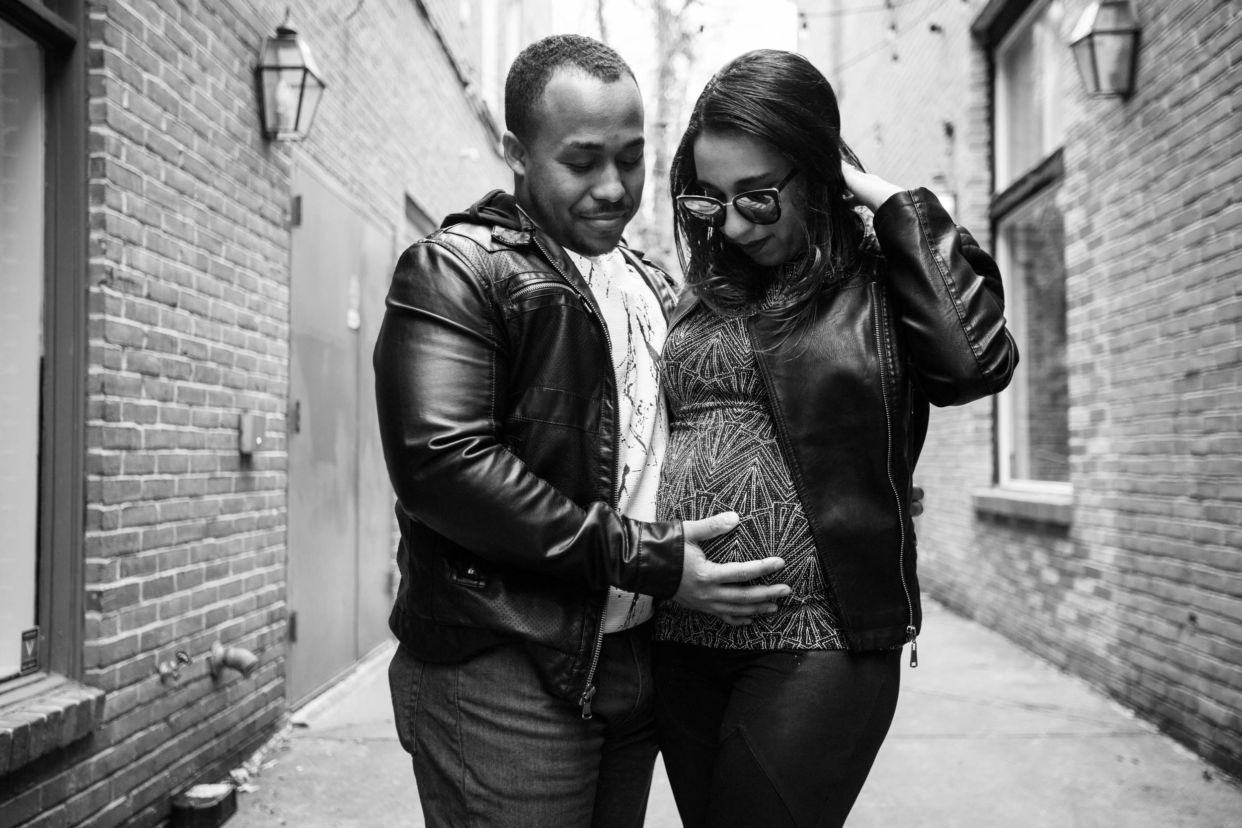 Hand lettered Black Leather jacket Pregnancy Announcement Baltimore Maternity Photographer Megapixels Media Photography-4.jpg